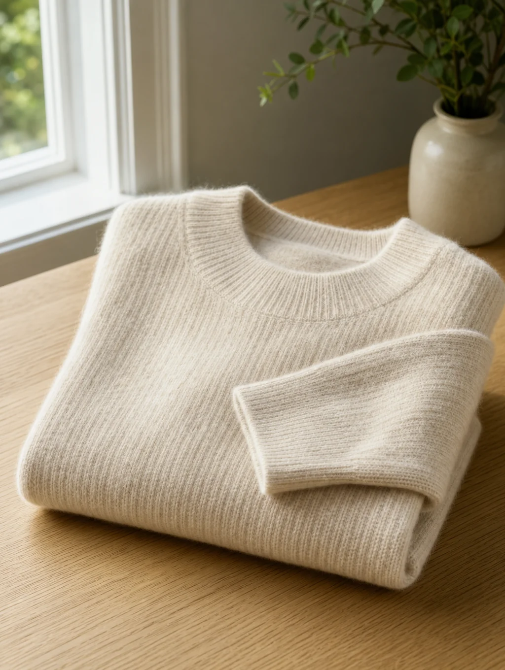 Close up of soft cashmere blend knit texture